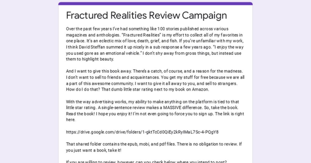 Fractured Realities Review Campaign