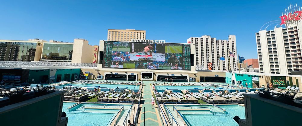 A picture of all the pools in the big TV at Circa Stadium swim