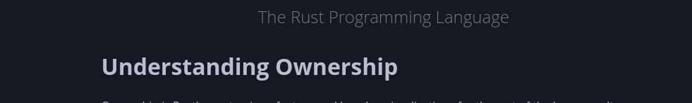 Rust Programming language handbook chapter title "understanding ownership"