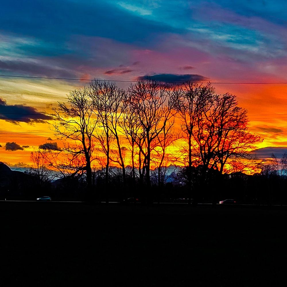 Abendrot im Schwarzacher Ried in Vorarlberg