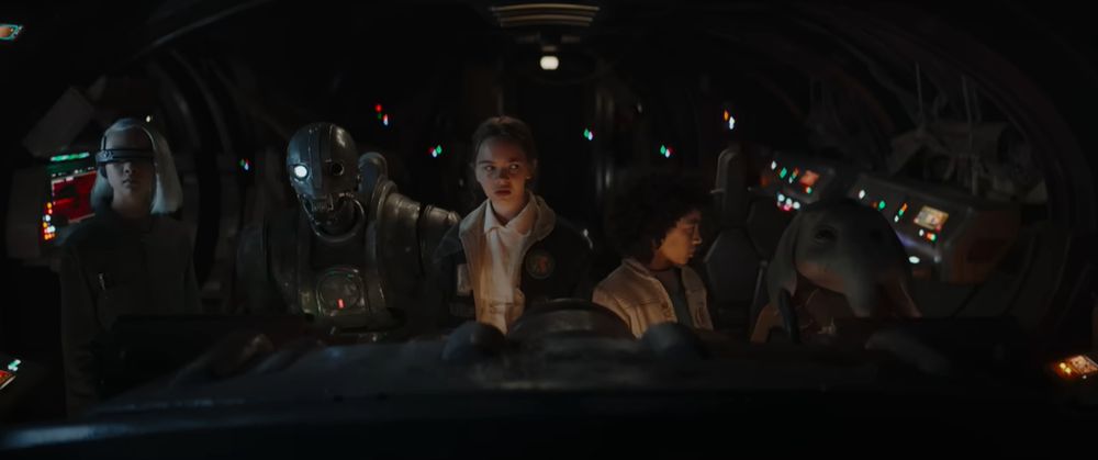 A still from Skeleton Crew - the kids and SM-33.