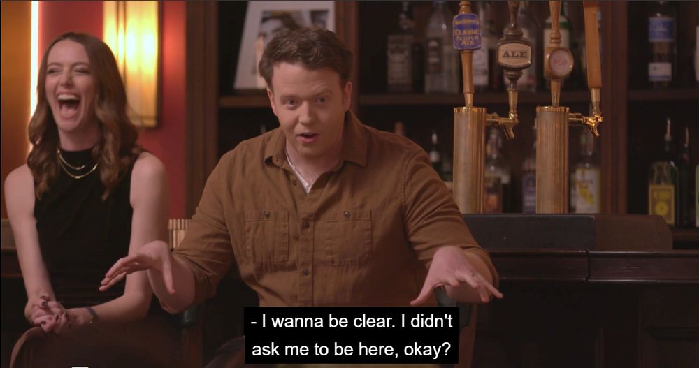 A screenshot from the Dropout series "Crowd Control" in which Brennan Lee Mulligan (who is not known as a standup comedian) is explaining, "I wanna be clear. I didn't ask me to be here, okay?"