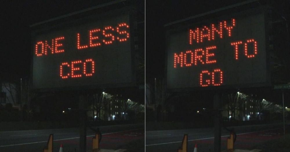 Message displayed :

"One less CEO - Many more to go"