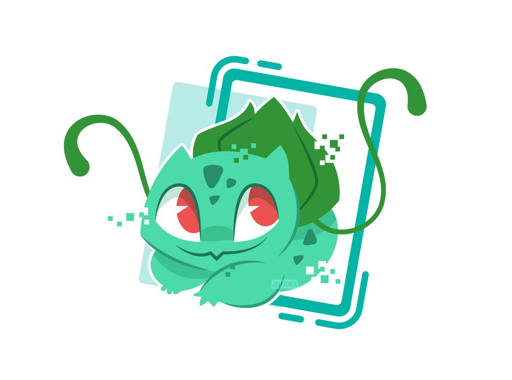 a stylized vector illustration of the pokemon Bulbasaur