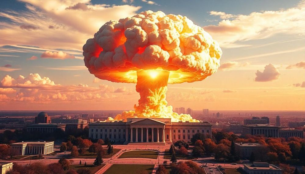 Mushroom cloud exploding over Washington, DC