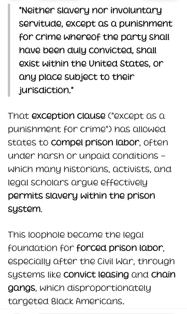 13th Amendment citation and explanation about forced prison labor/slavery