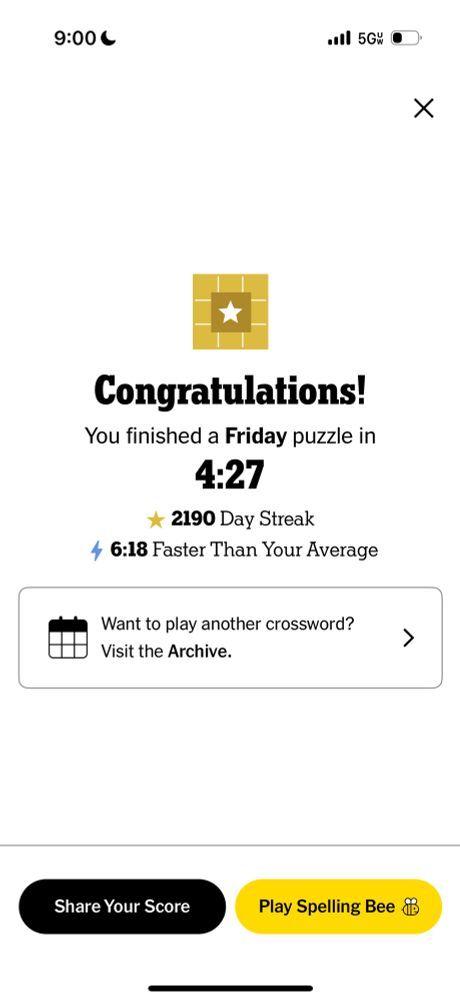 4:27 on the Friday NYT 