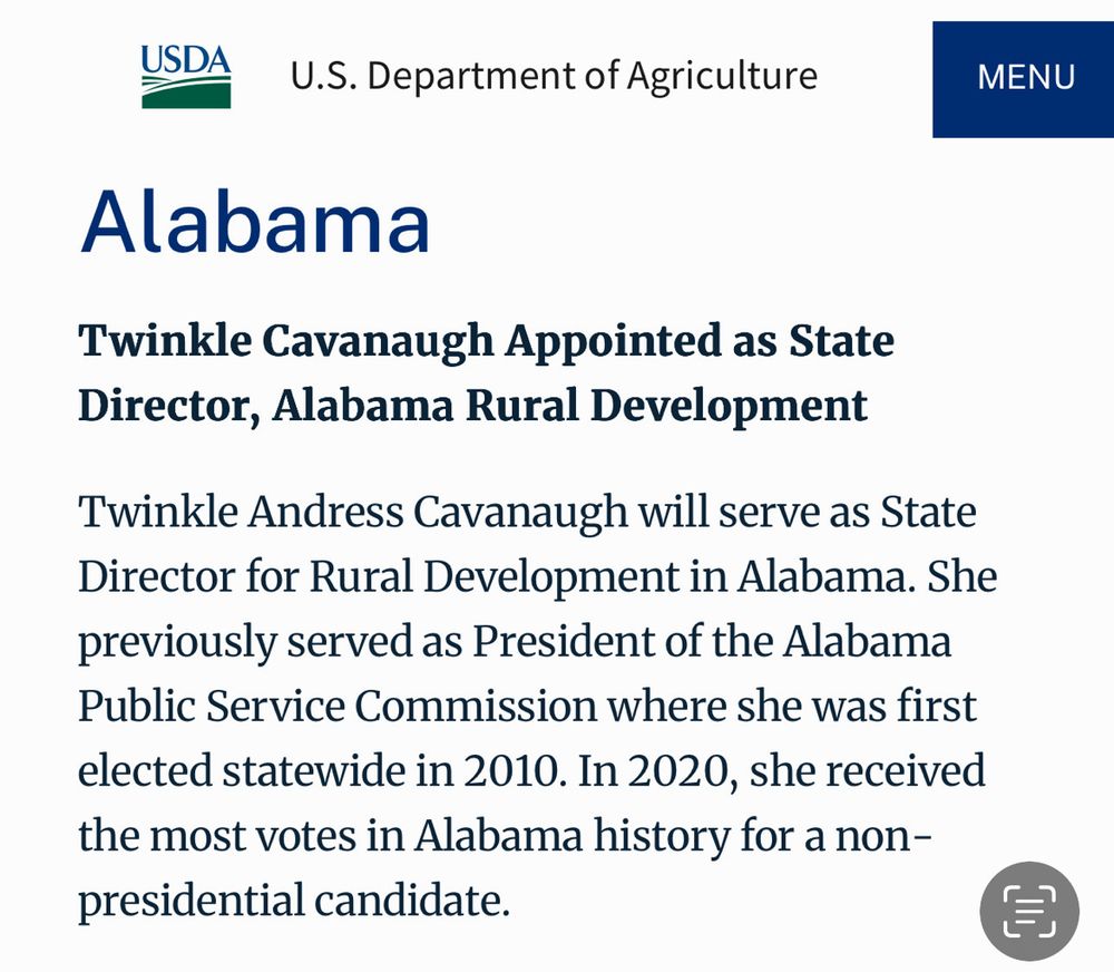 A description of her new job as state director, Alabama Rural Development