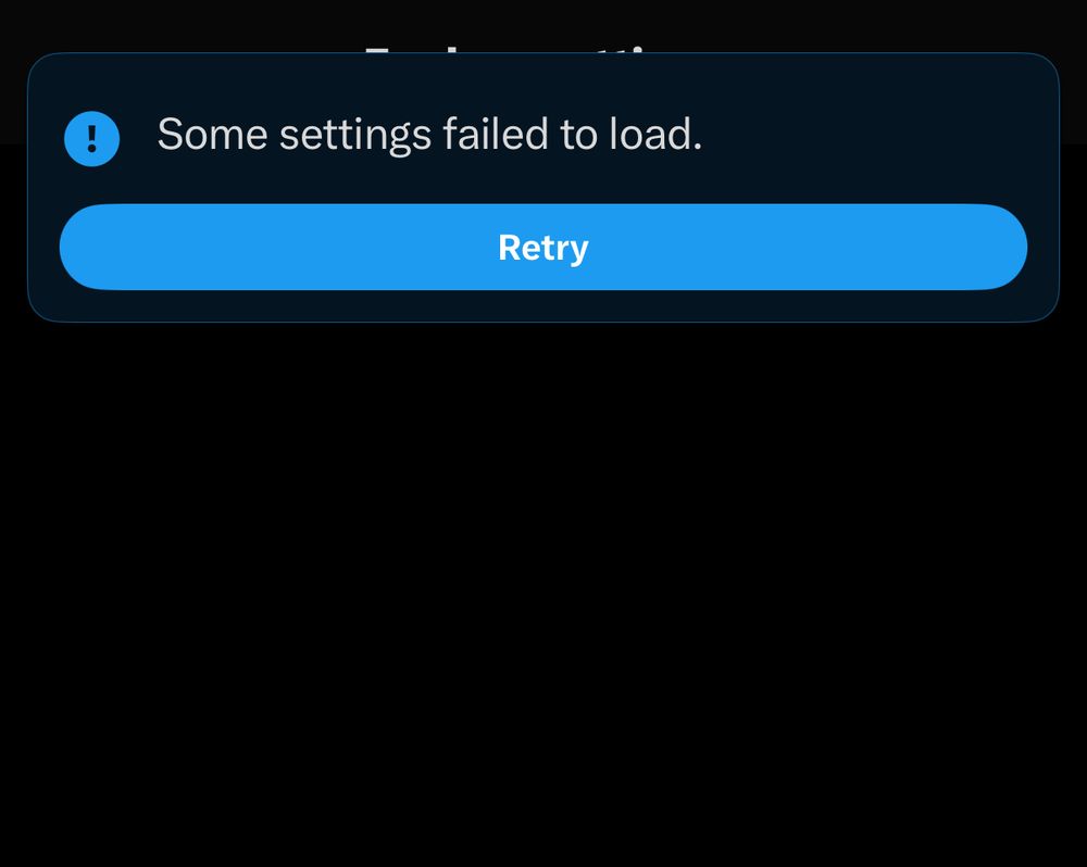 A screenshot of xitter showing an error message