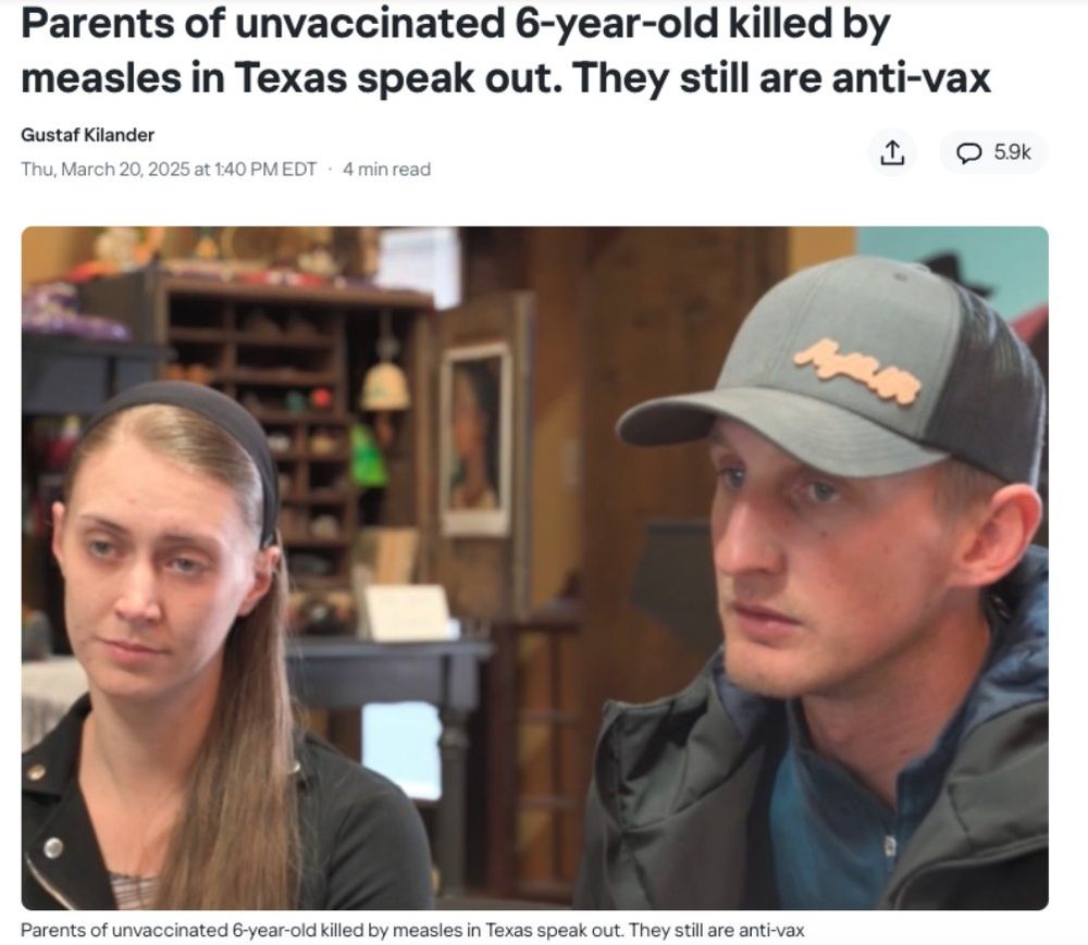 Capture d'écran d'une interview réalisée par les parents de la fillette américaine de 6 ans morte de la rougeole. Pendant cette interview ils disent qu'ils sont toujours contre les vaccins.