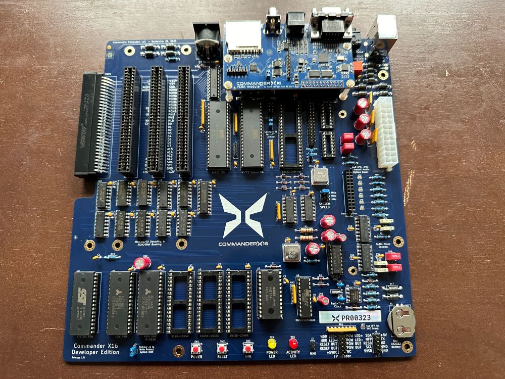 A picture of the Commander X16 8-bit computer.