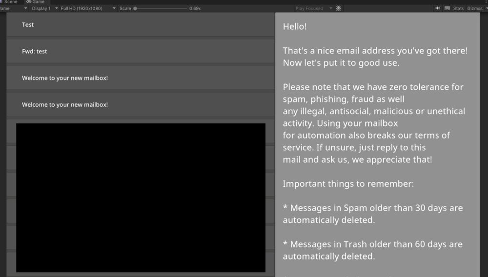 Unityでメールが表示される