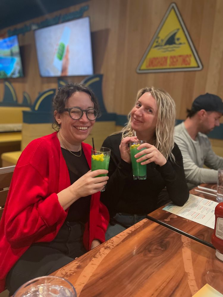 Two idiots drinking two blue drinks at Margaritaville in Hyannis, MA. 