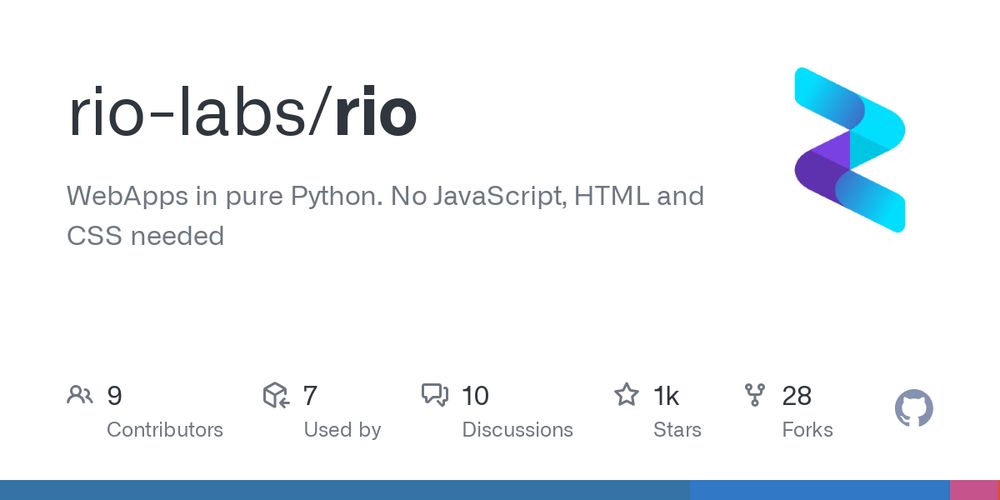 rio-labs/rio: WebApps in pure Python. No JavaScript, HTML and CSS needed