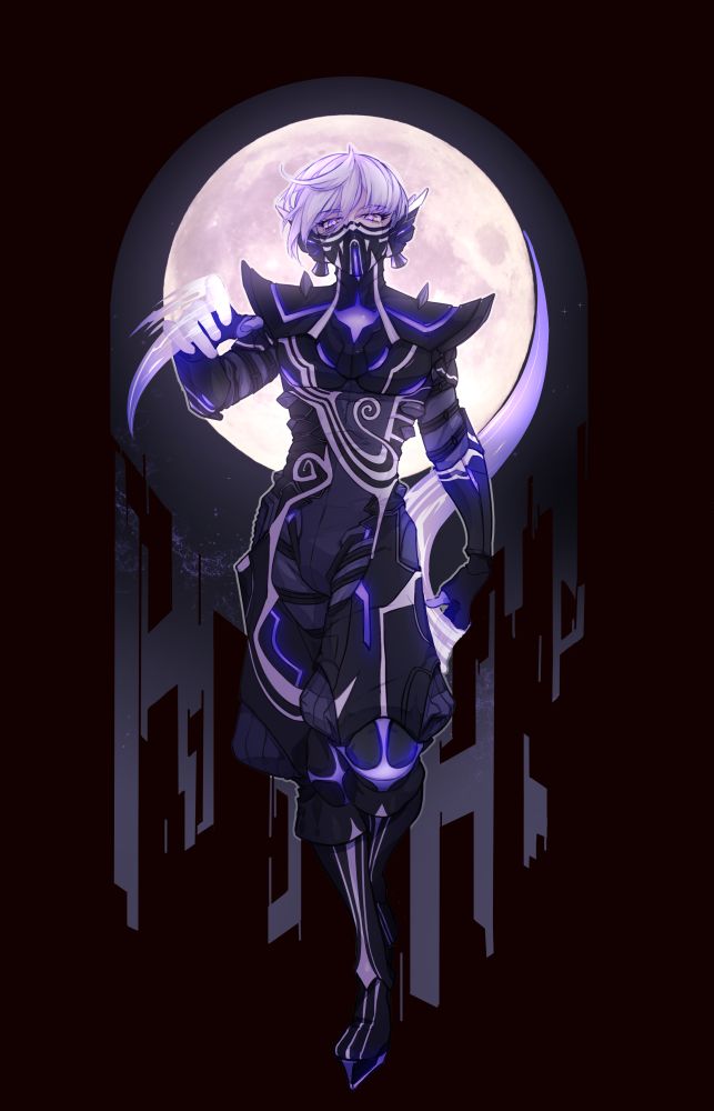 Fanart of the Nahobino from Shin Megami Tensei V in his Tsukuyomi form.