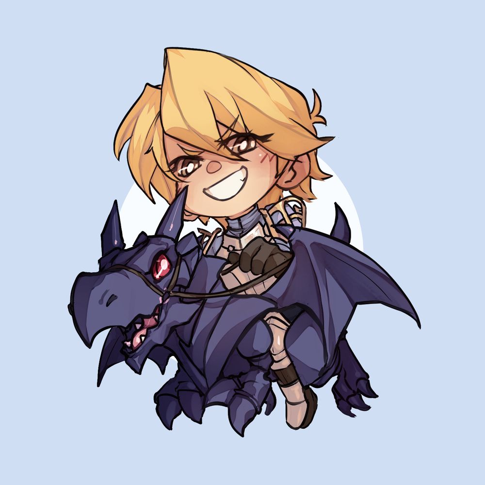 Chibi fanart of Joey Wheeler/Jonochi Katsuya from Yu-Gi-Oh as a dragon rider