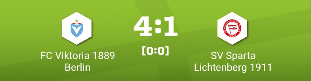 Ergebnis des Oberliga-Spiels im Fußball der Herren: Viktoria Berlin, Tabellenletzter und mit Spielern im Streik, schlägt Sparta Lichtenberg mit 4:1.
