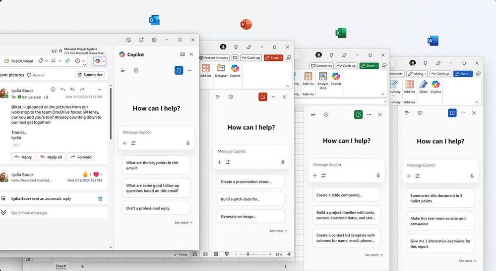 Microsoft 365 ビジネスユーザーが Office アプリ全体で無料の Copilot Chat 統合機能を利用可能に