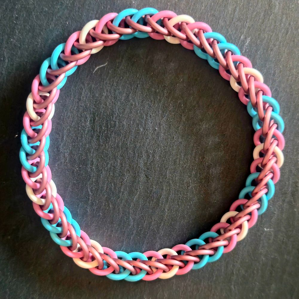 trans pride chainmail bracelet