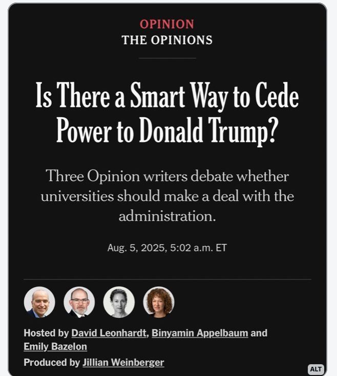 Screenshot of NYT piece, "Is There a Smart Way to Cede Power to Donald Trump?"