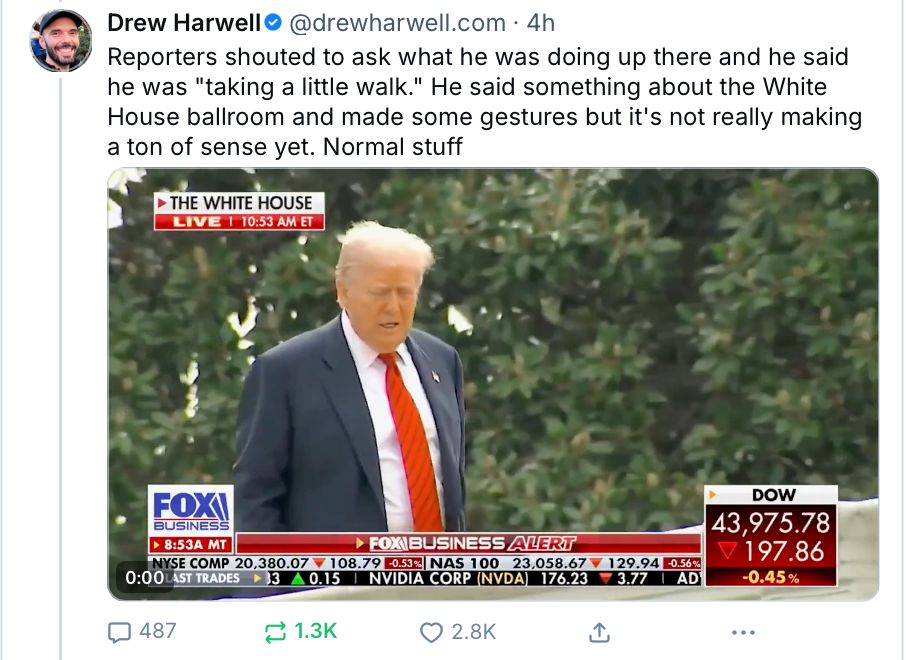 Screenshot of Trump on White House roof