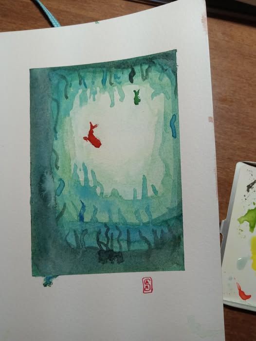 Fish in a cave. Tutorial by Mako.