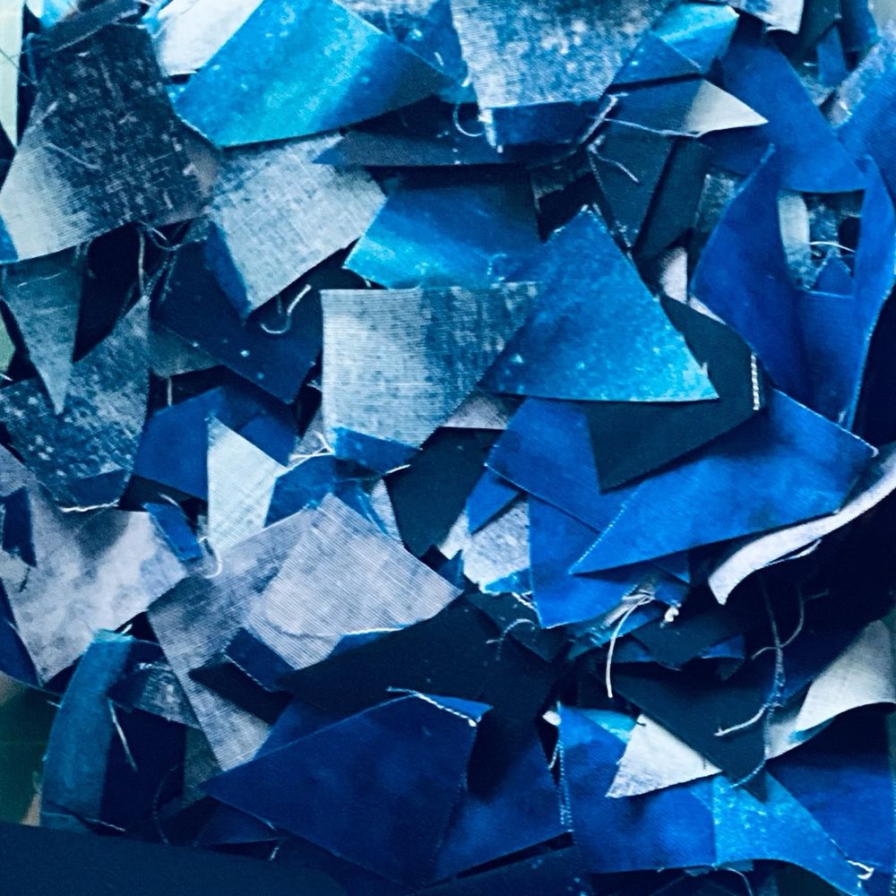 Scraps of blue cotton fabric 