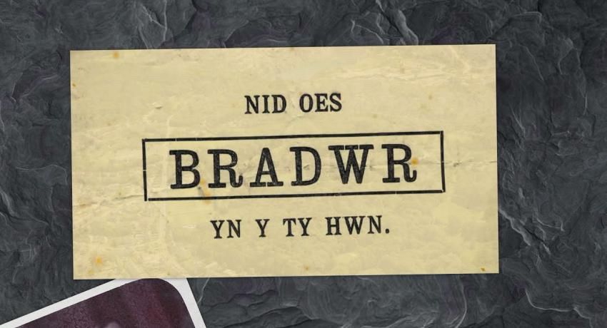 Printed sign, in the Welsh language