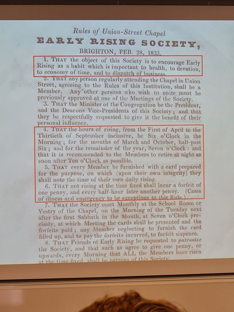 A text from 1833 describing sleep schedule rules for good health. 