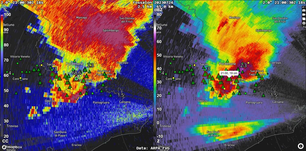 Radar imagery of a hail event