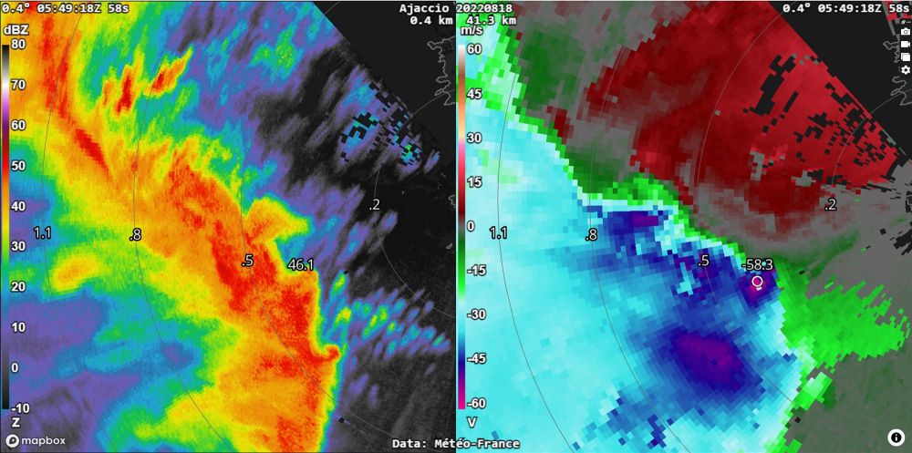 Radar imagery of a hail event