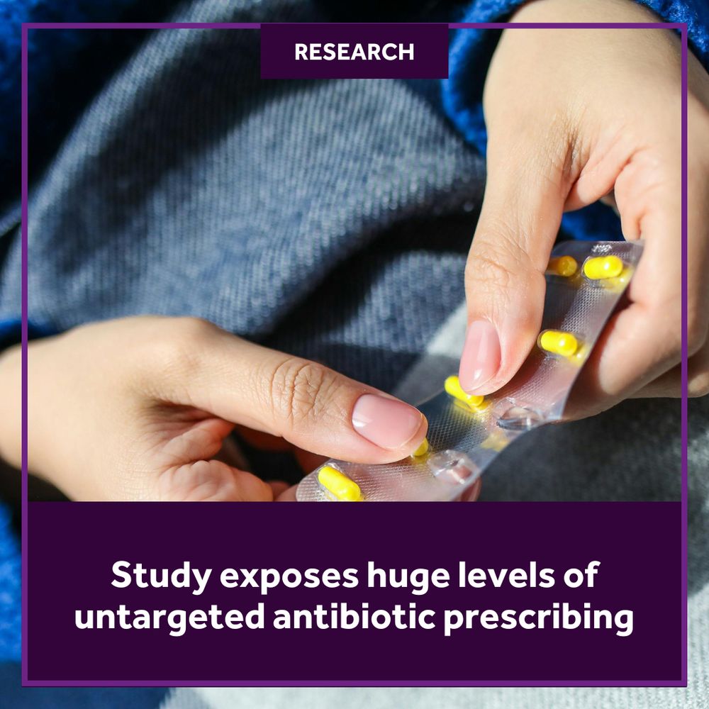 A pair of hands hold a packet of yellow tablets. Text over the image reads: 'Research: Study exposes huge levels of untargeted antibiotic prescribing'