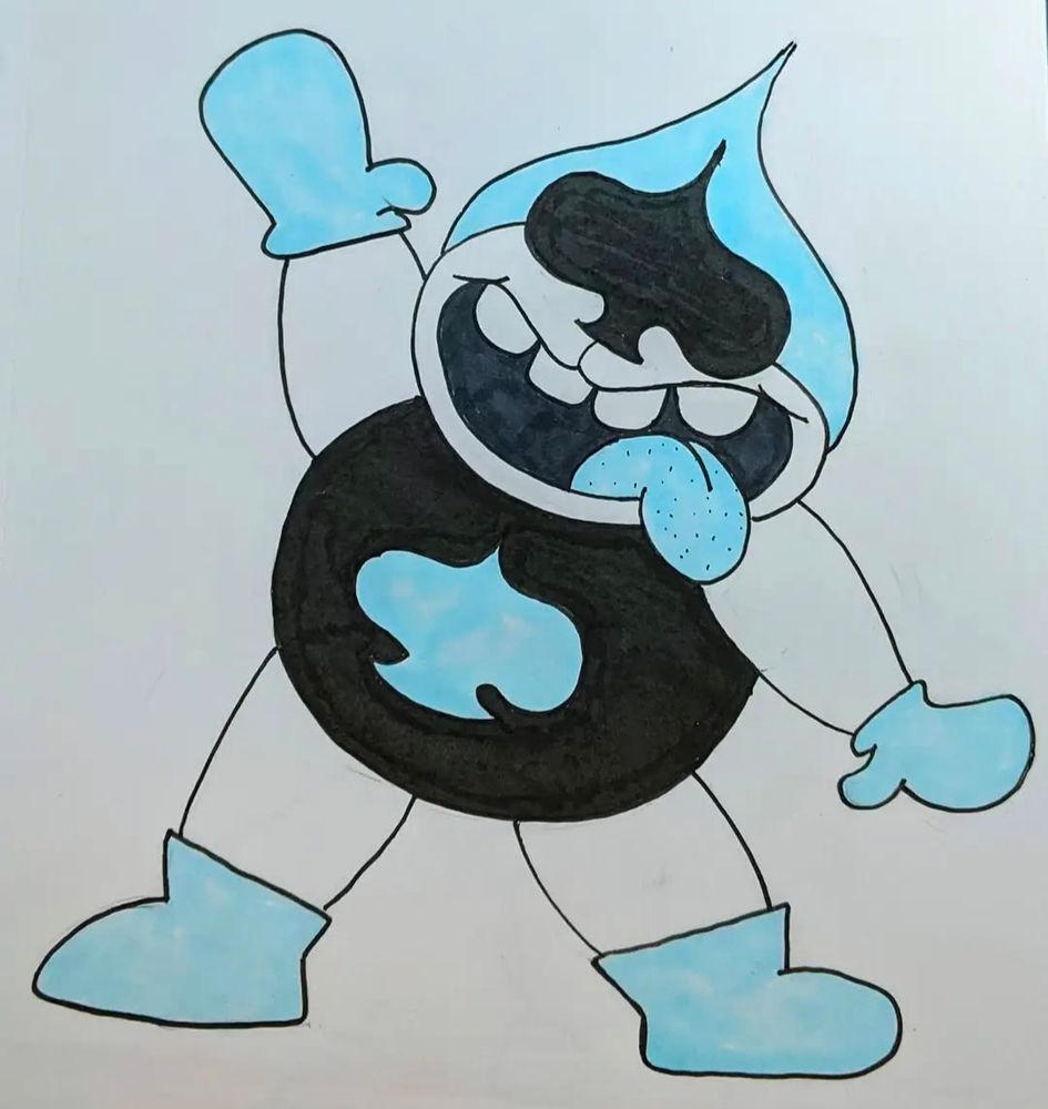 Lancer from Deltarune. Ink drawing from 2021.