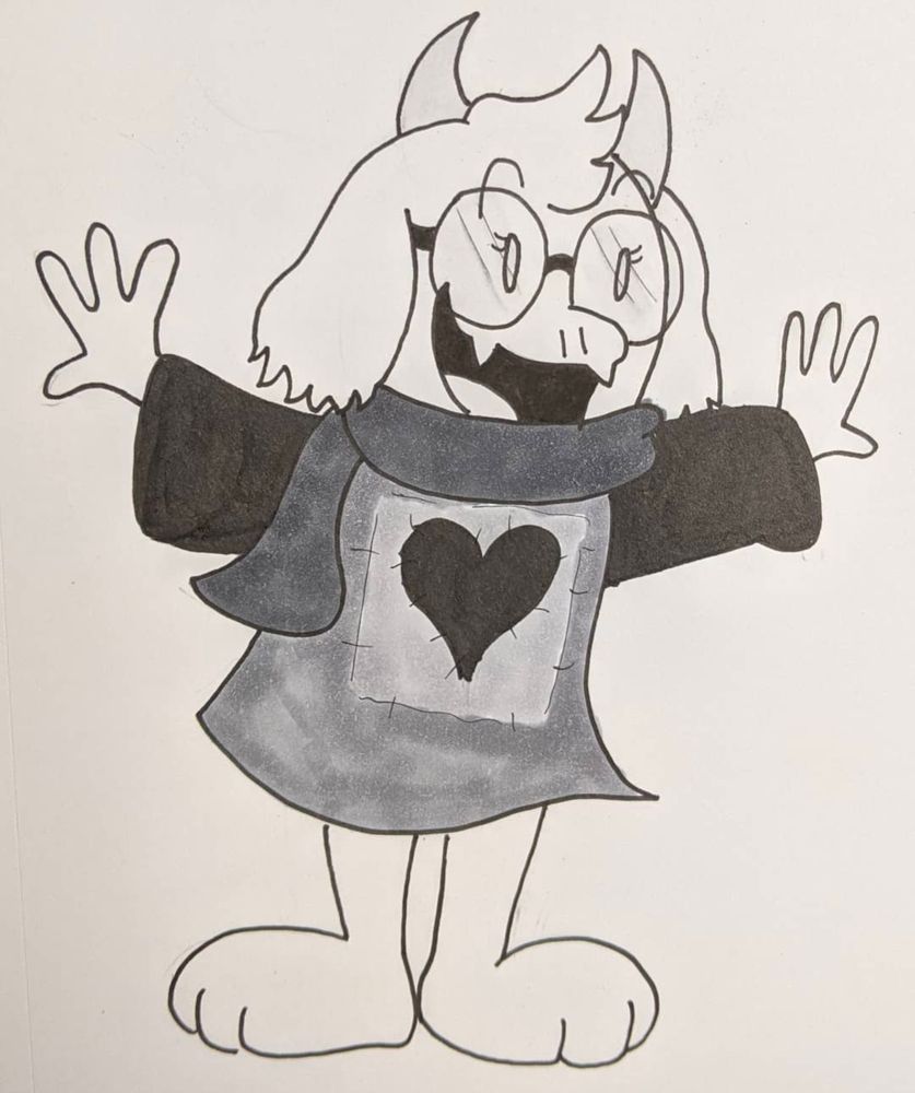 Ralsei from Deltarune. Ink drawing from 2021.