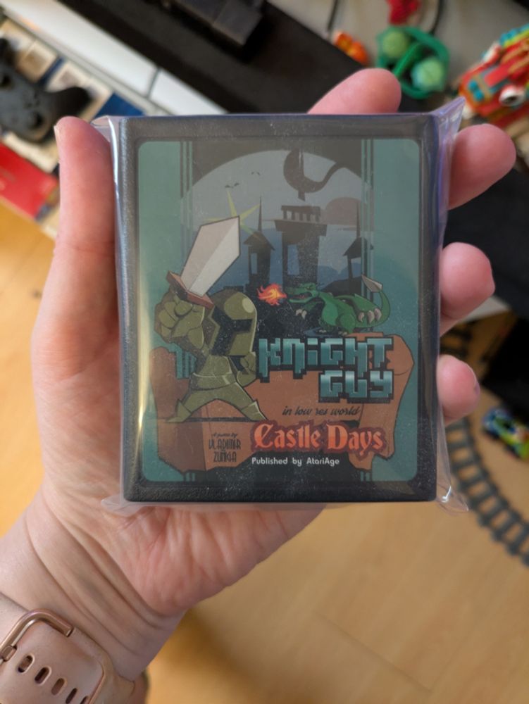 A copy of the game "Knight Guy in Low-Res World - Castle Days" for the Atari 7800. 