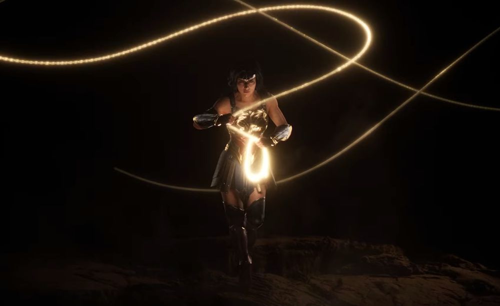 wonder woman from the now-canceled wonder woman game, holding the lasso of truth