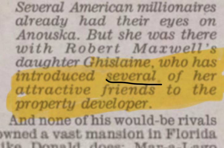 Ghislaine … introduced several of her attractive [“friends“ to Trump].