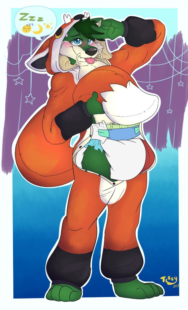 dragon fox with fox kigurumi and diapers
