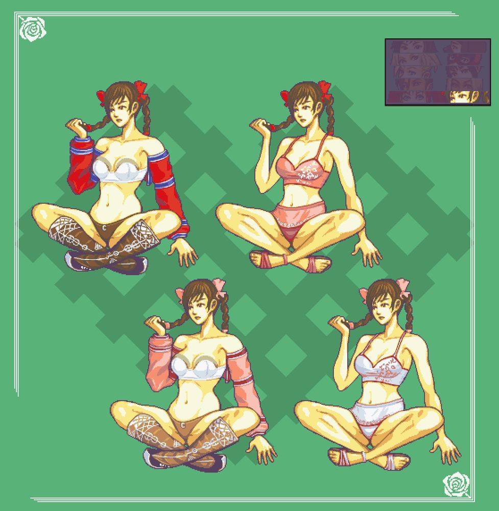 Aigle from Rumble Roses in all outfits from first game.