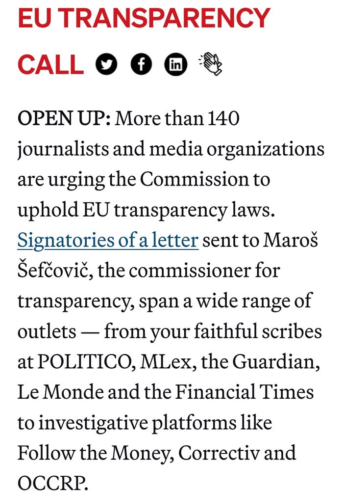EU Transparency Call