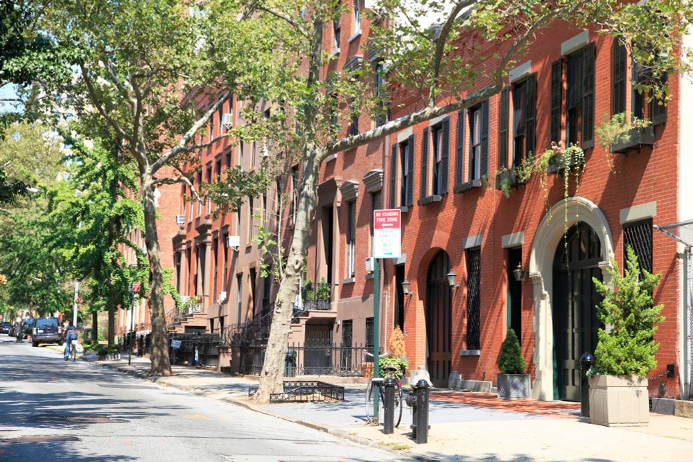 The tree-lined blocks of brownstones in Brooklyn Heights 