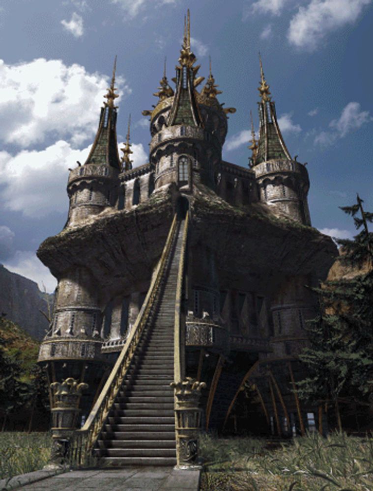 irgendein schloss aus ff9 sehr mittelalterlich mit spitzen türmen