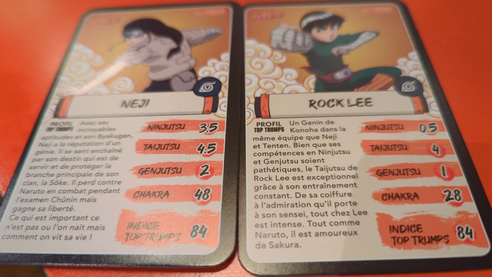 Cartes Neji et Rock Lee tirées du jeu Naruto/Burger King. 