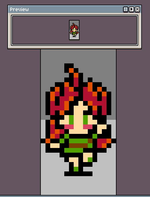 Same as above but a snip of the Aseprite program to get a better sense of how the character would look in game.