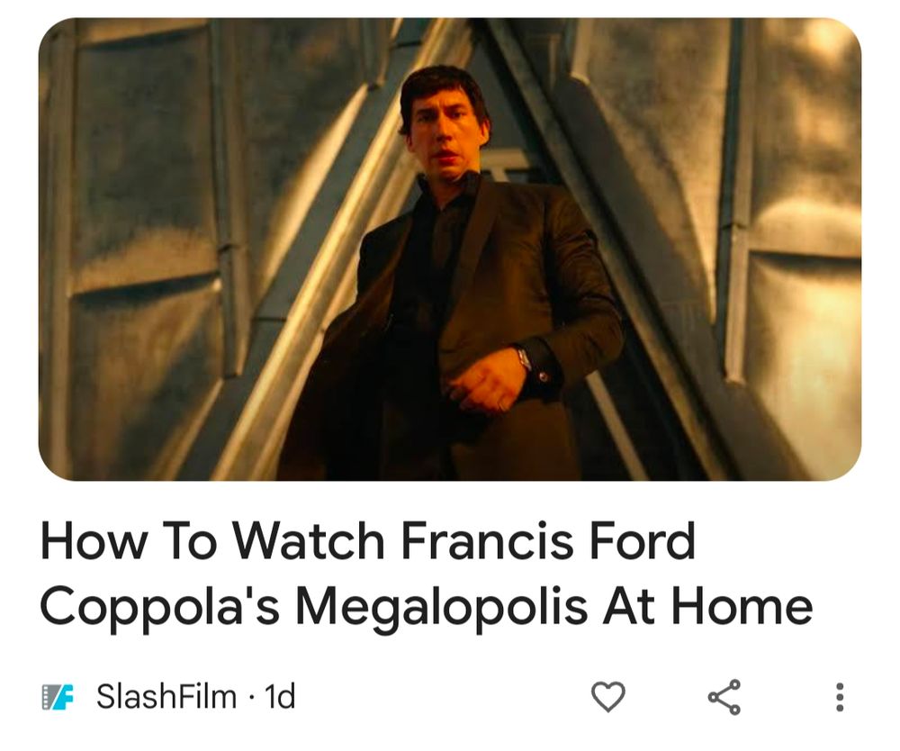 Headline: How to watch Francis Firs Coppola's Megalopolis at home.
