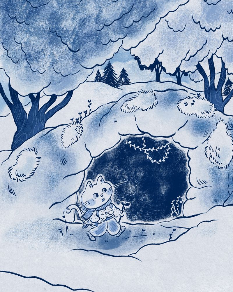 
In the middle of the night, a young explorer ventures into a cave to take shelter.