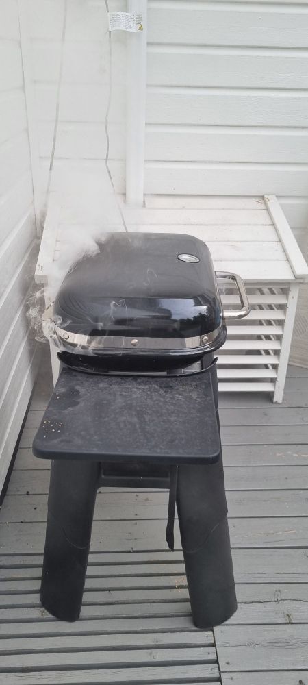 Smoke coming out of the BBQ