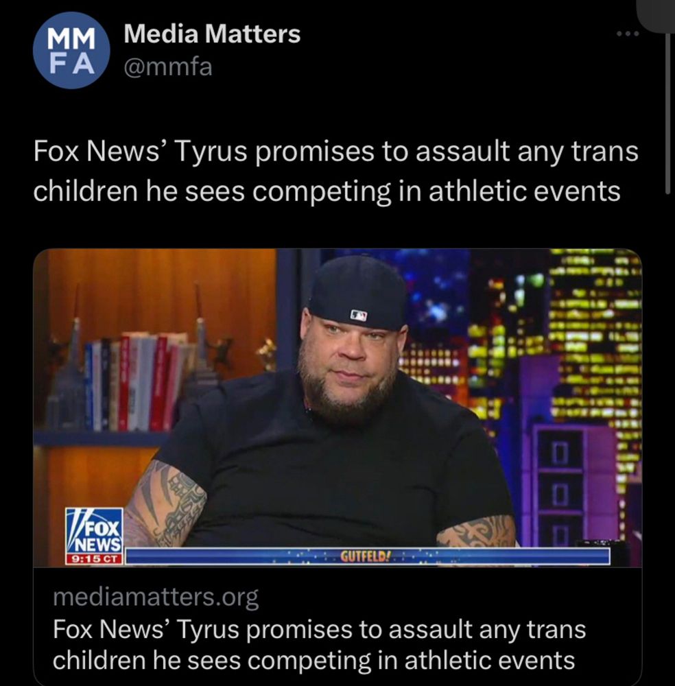 Fox News' Tyrus promises to assault any trans children he sees competing in athletic events
