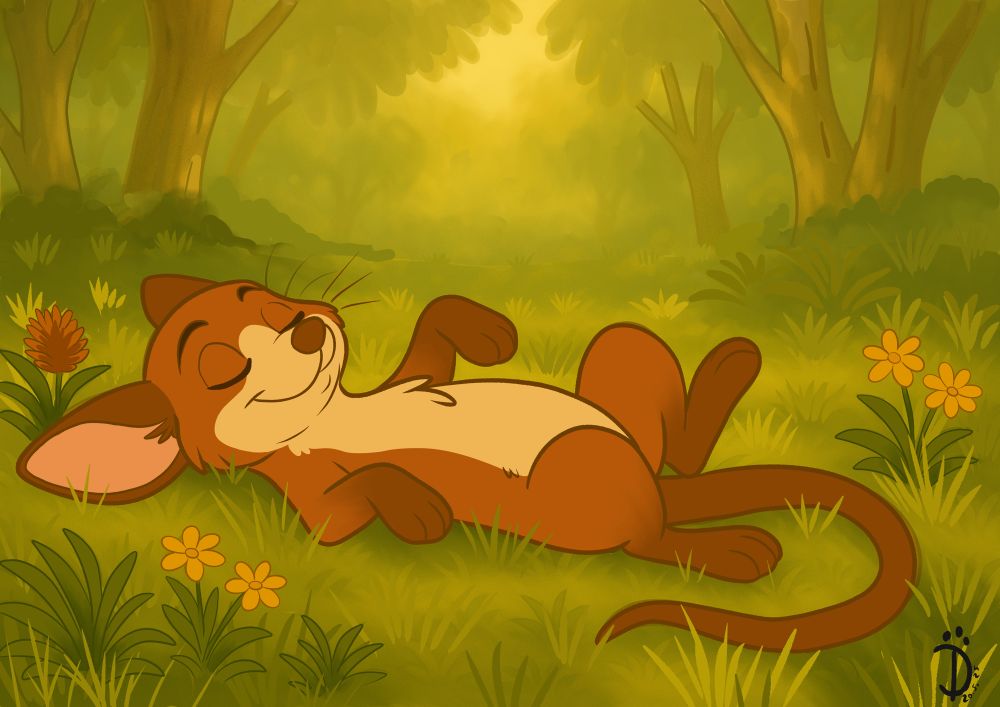 Marsupial forest creature relaxing in the shade of the forest on a warm day 