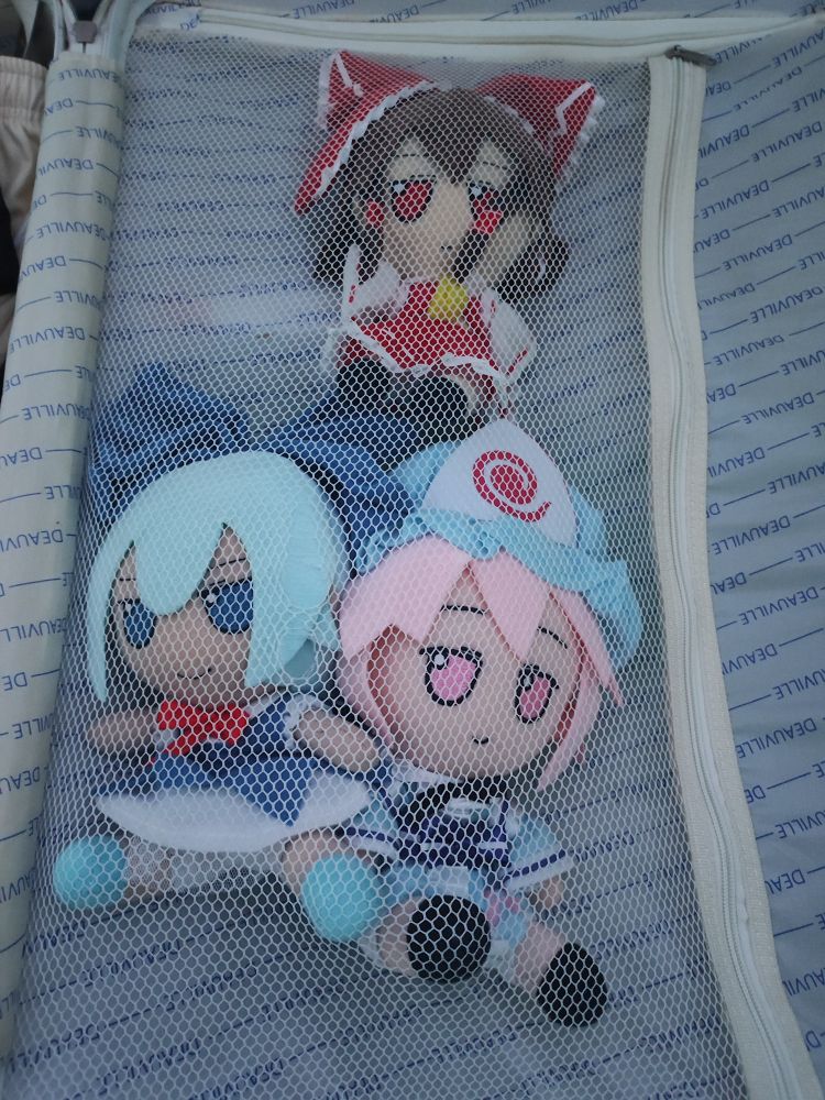 Fumos de Reimu, Cirno et Yuyuko enfermées dans une valise